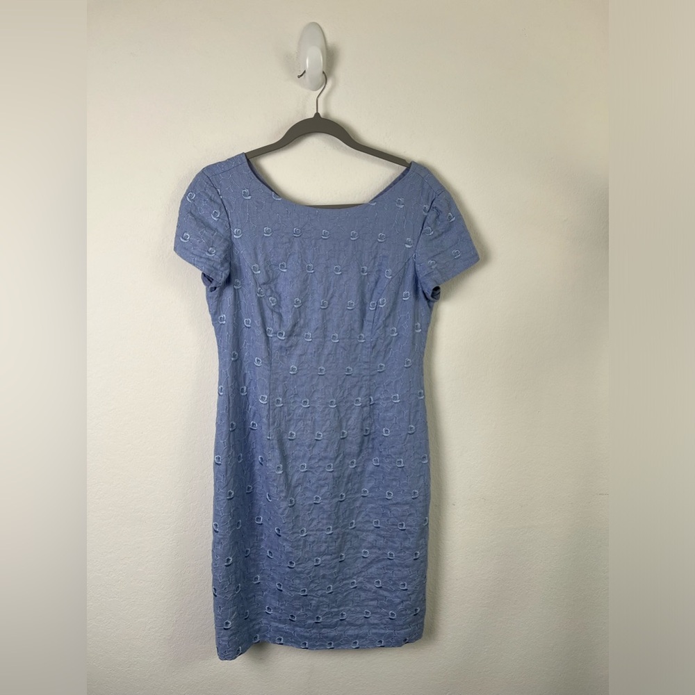 Talbots Blue Floral Embroidered Sheath Dress
